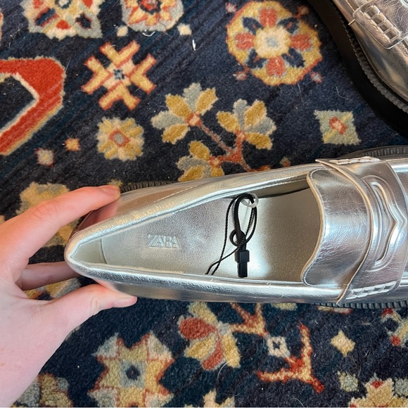 Zara Metallic Silver Loafers- Never worn - Picture 5 of 8